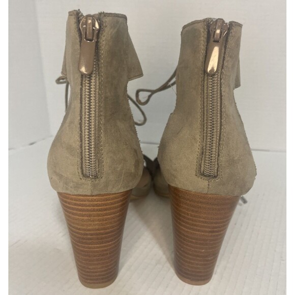 Torrid Sandals Women’s 11.5W Olive Faux Suede Open Toe Lace Up Block Heel Zip Up - Picture 10 of 15